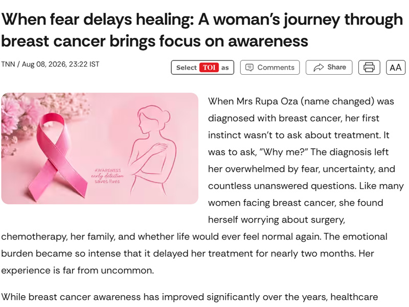 Cancer Centre Ahmedabad newspaper coverage about cancer treatment